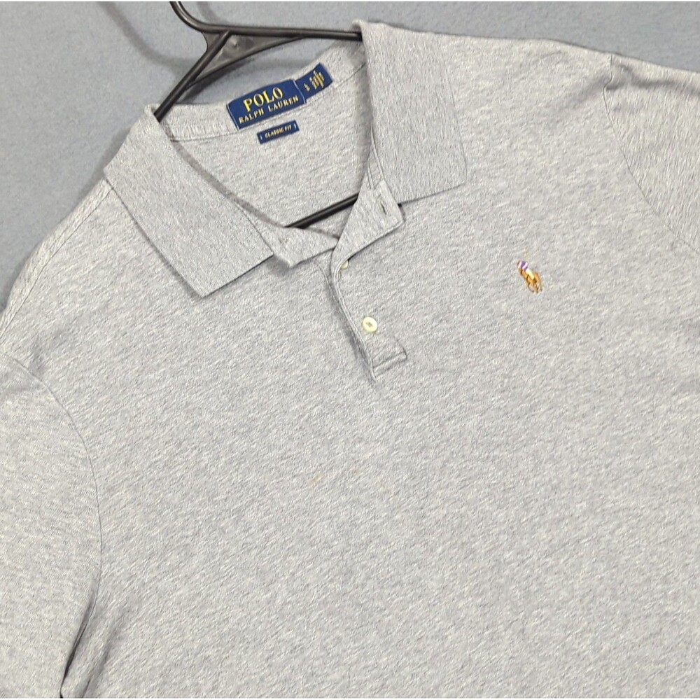 Polo Ralph Lauren Shirt Men's L Gray Classic Fit Short Sleeve Polo Preppy